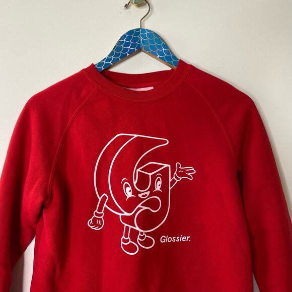 GLOSSIER Red G Pal Graphic Limited Edition Cozy Crewneck Pullover Sweatshirt XS - Picture 4 of 12